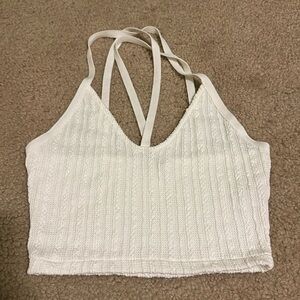 Zara white knit crop top